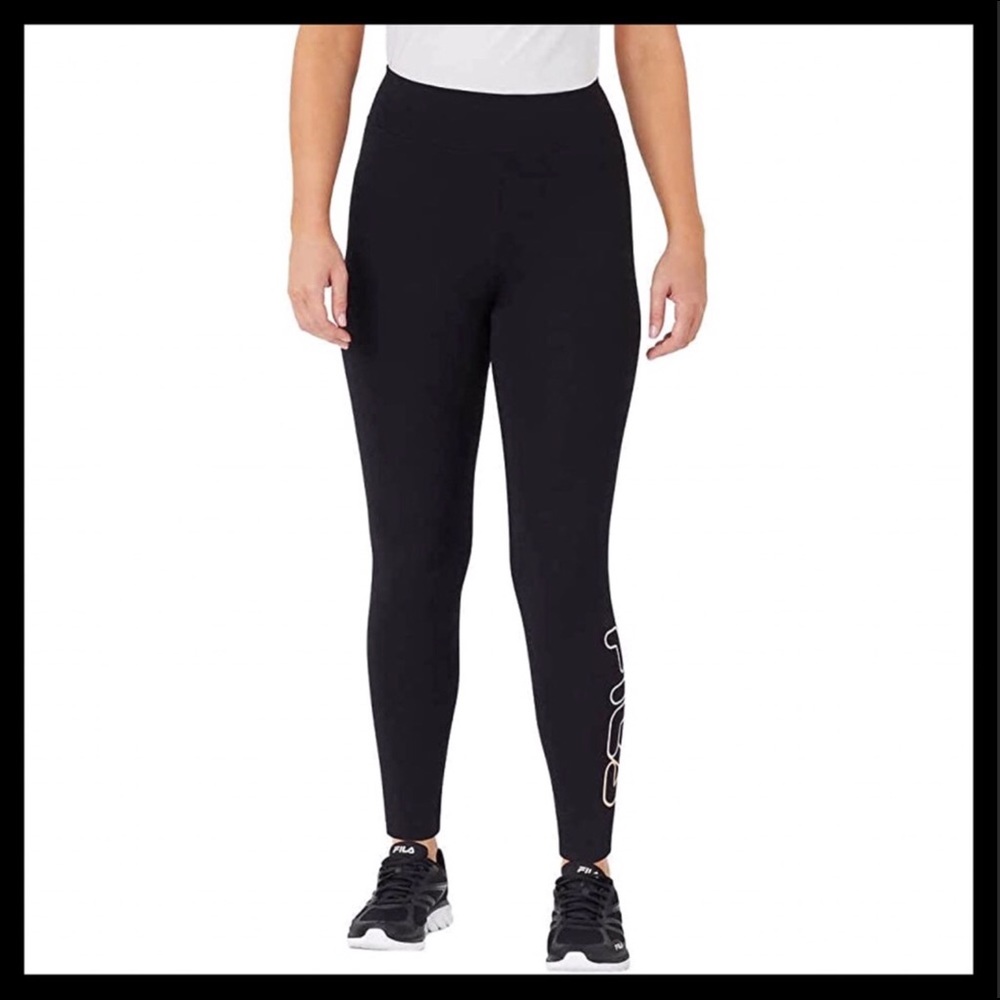 FILA Cotton Leggings High Waisted Fit Black - Picture 2 of 5